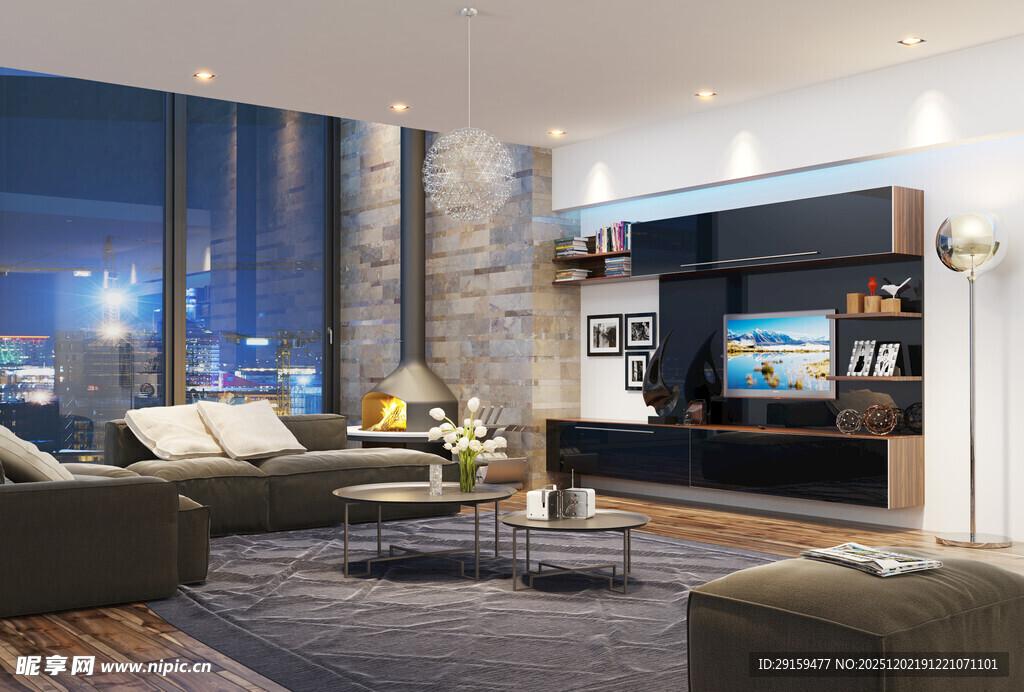 现代时尚客厅室内景观
