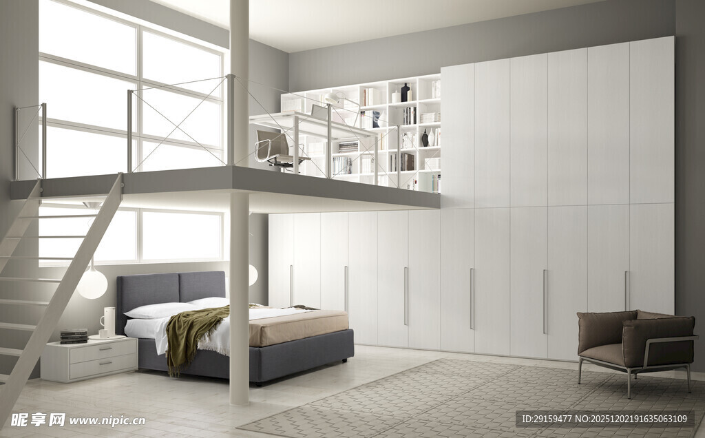 现代简约风双层卧室空间