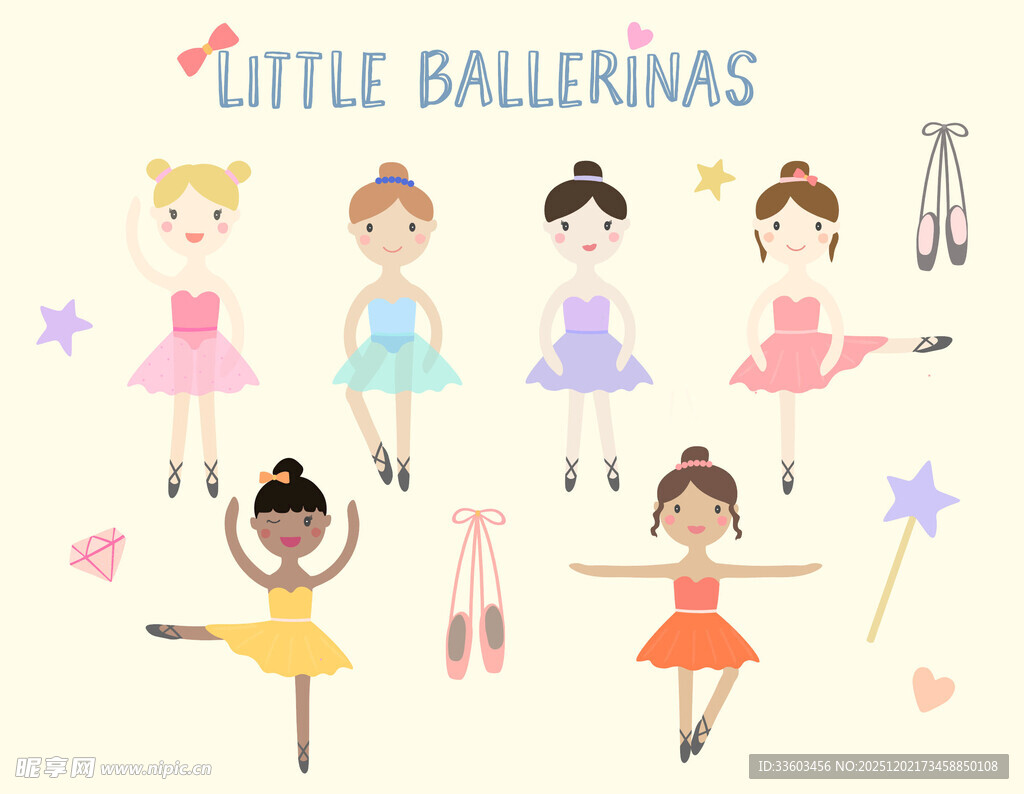 可爱小芭蕾舞女孩插画