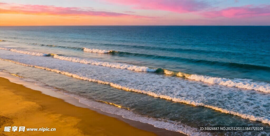 美丽海滨日落景色