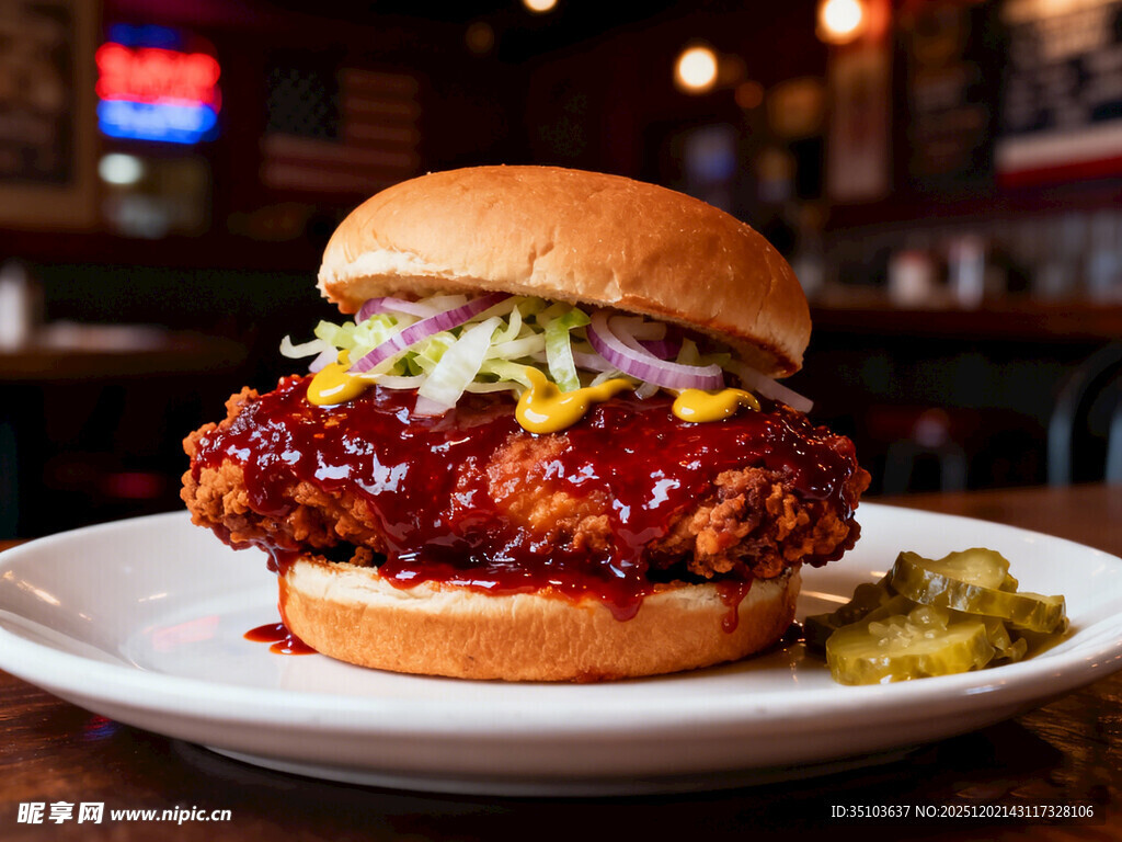 美味鸡肉汉堡配爽口配菜