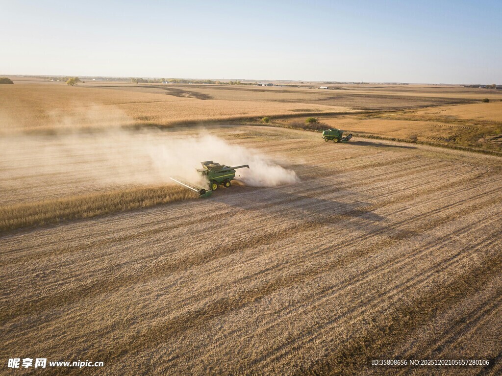 麦田里的收割机