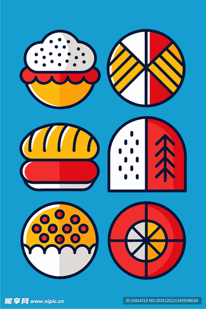 多彩简约风食物图标集合