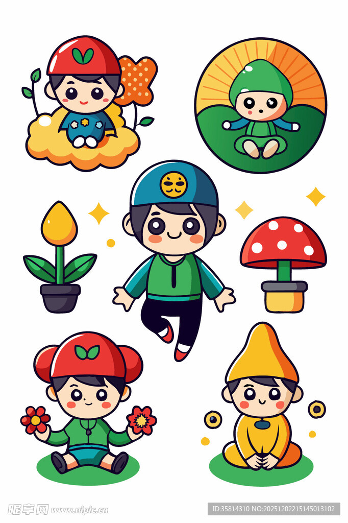 可爱卡通小矮人插画形象