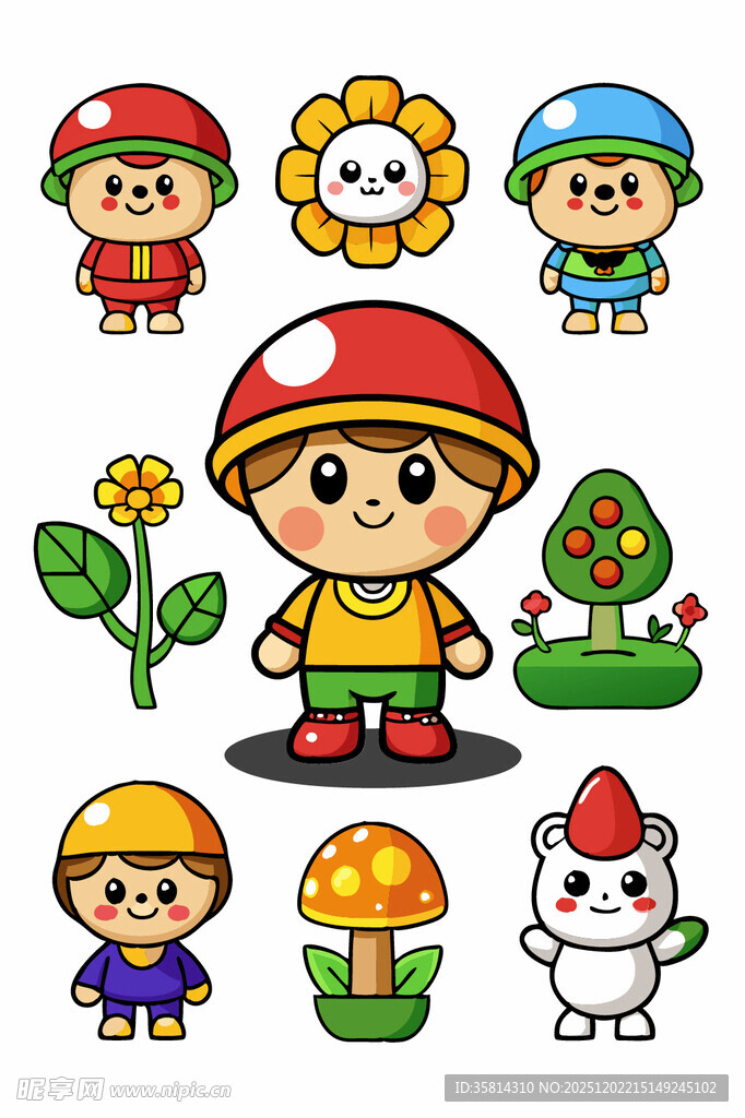 可爱蘑菇小精灵卡通形象