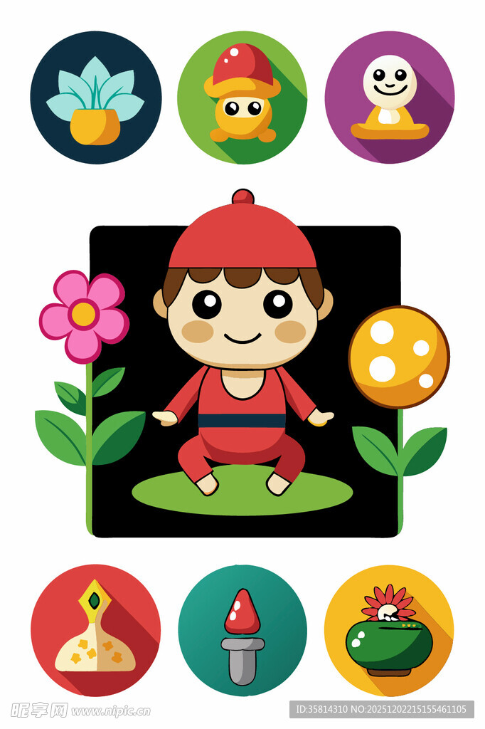 卡通小英雄与周边图标