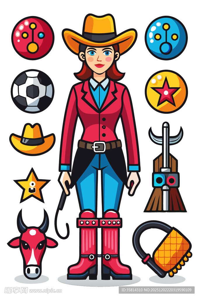 西部牛仔女郎及相关元素