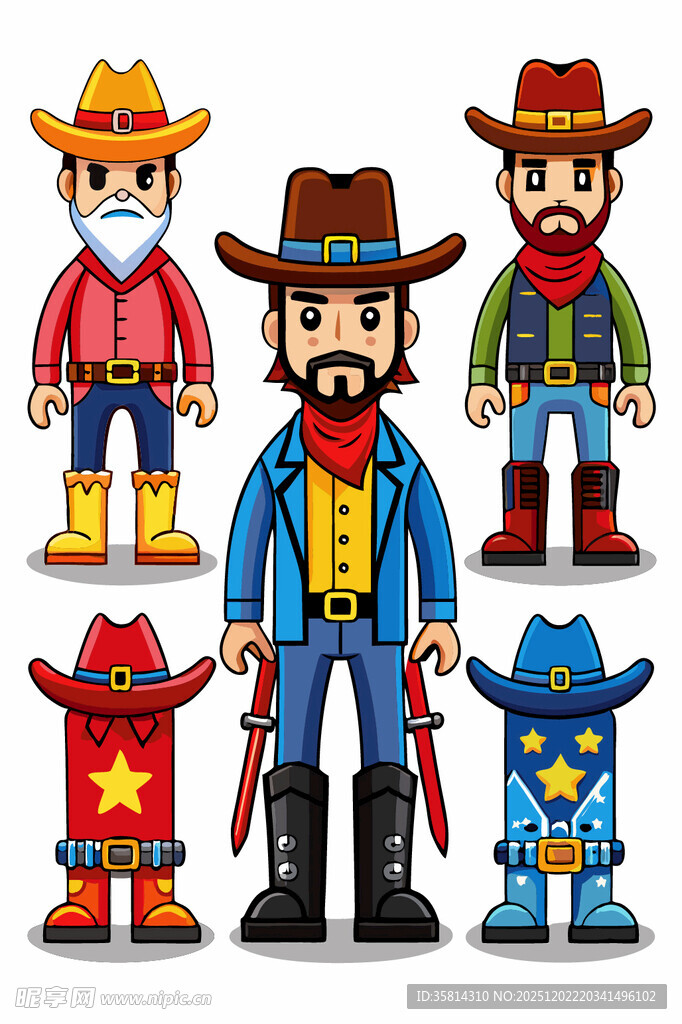 西部牛仔角色与宠物形象