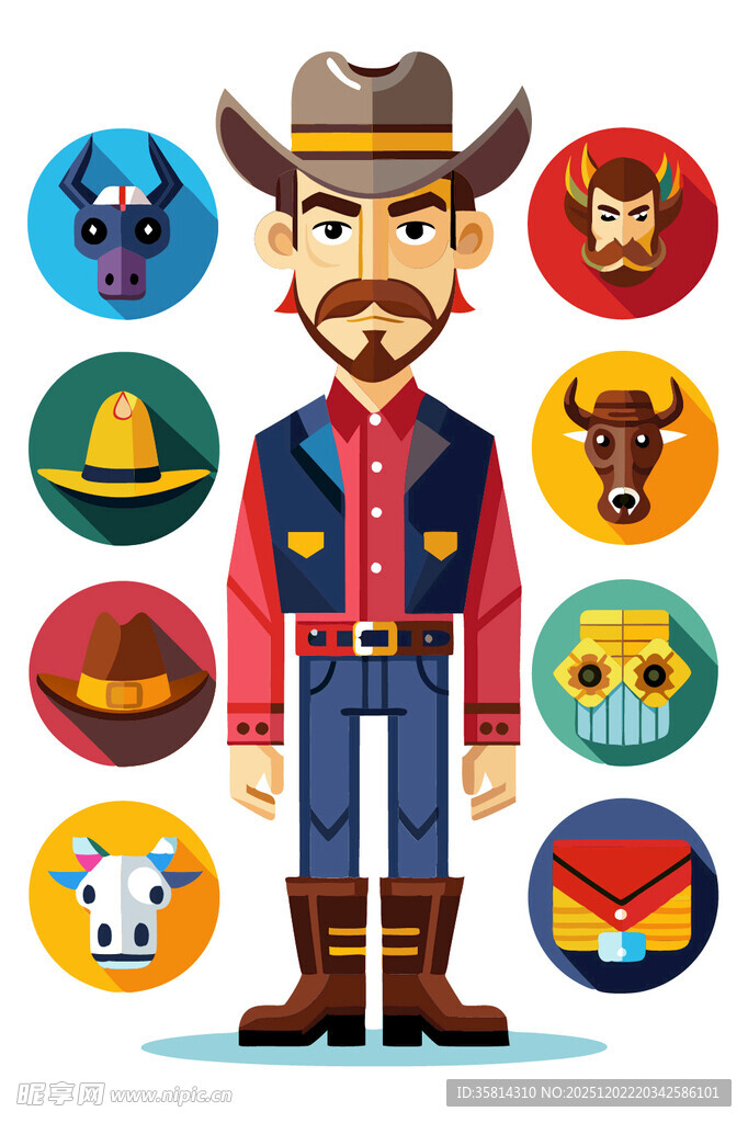 西部牛仔及其周边元素