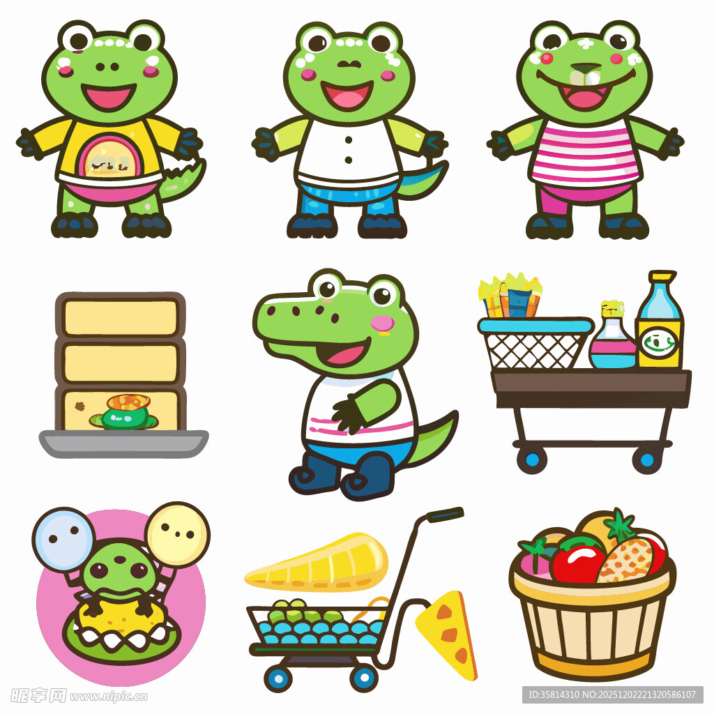 可爱青蛙的购物生活场景