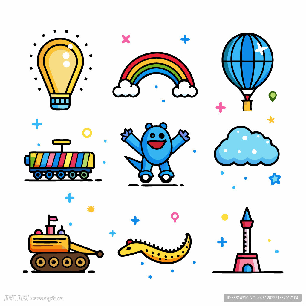 多彩卡通元素集合