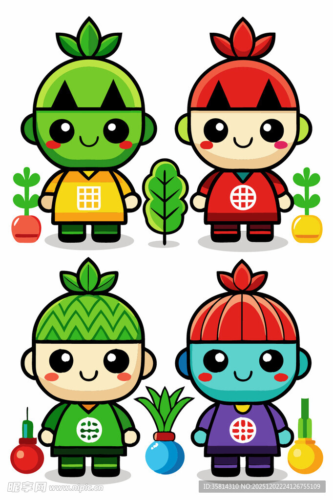 可爱卡通蔬果造型小机器人