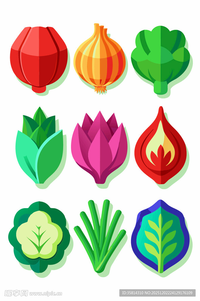 多彩蔬菜图标集合