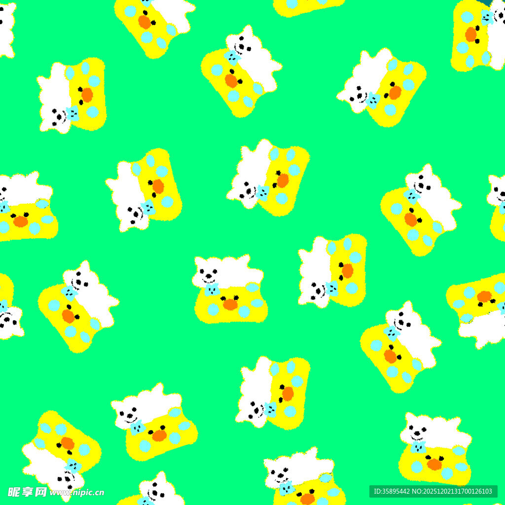 绿色底可爱卡通图案背景
