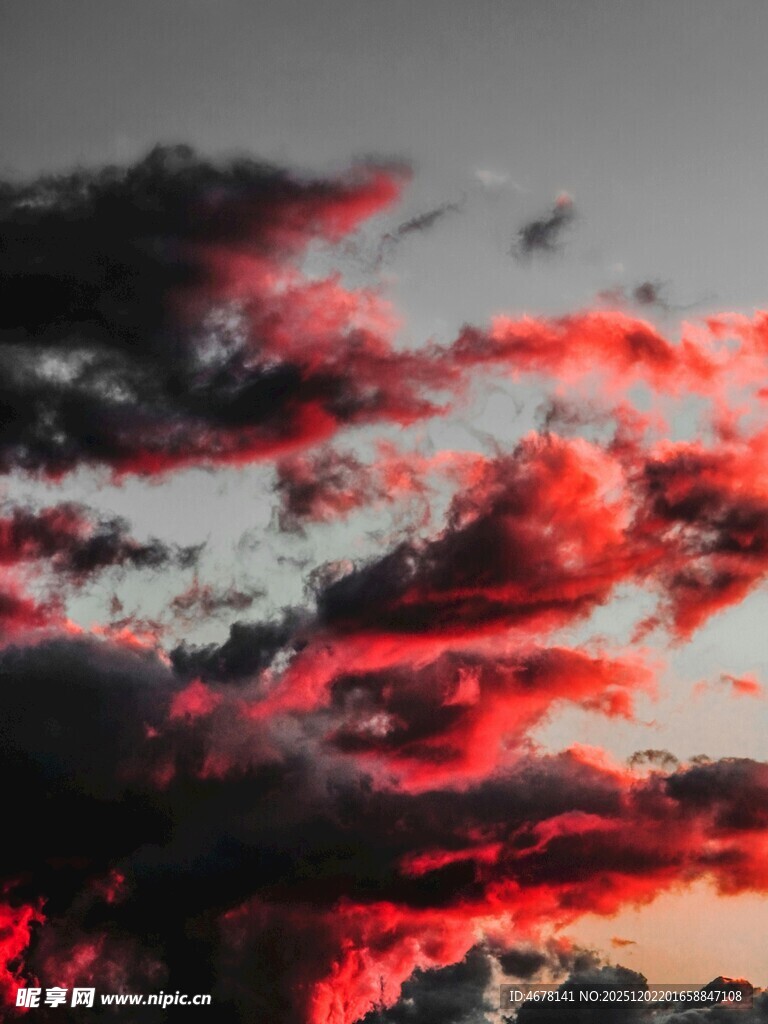 绚丽红云彩霞天空美景