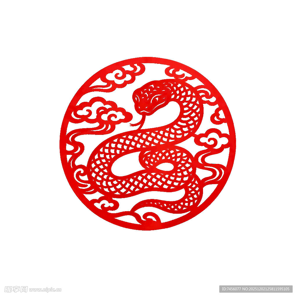 圆形蛇纹剪纸图案