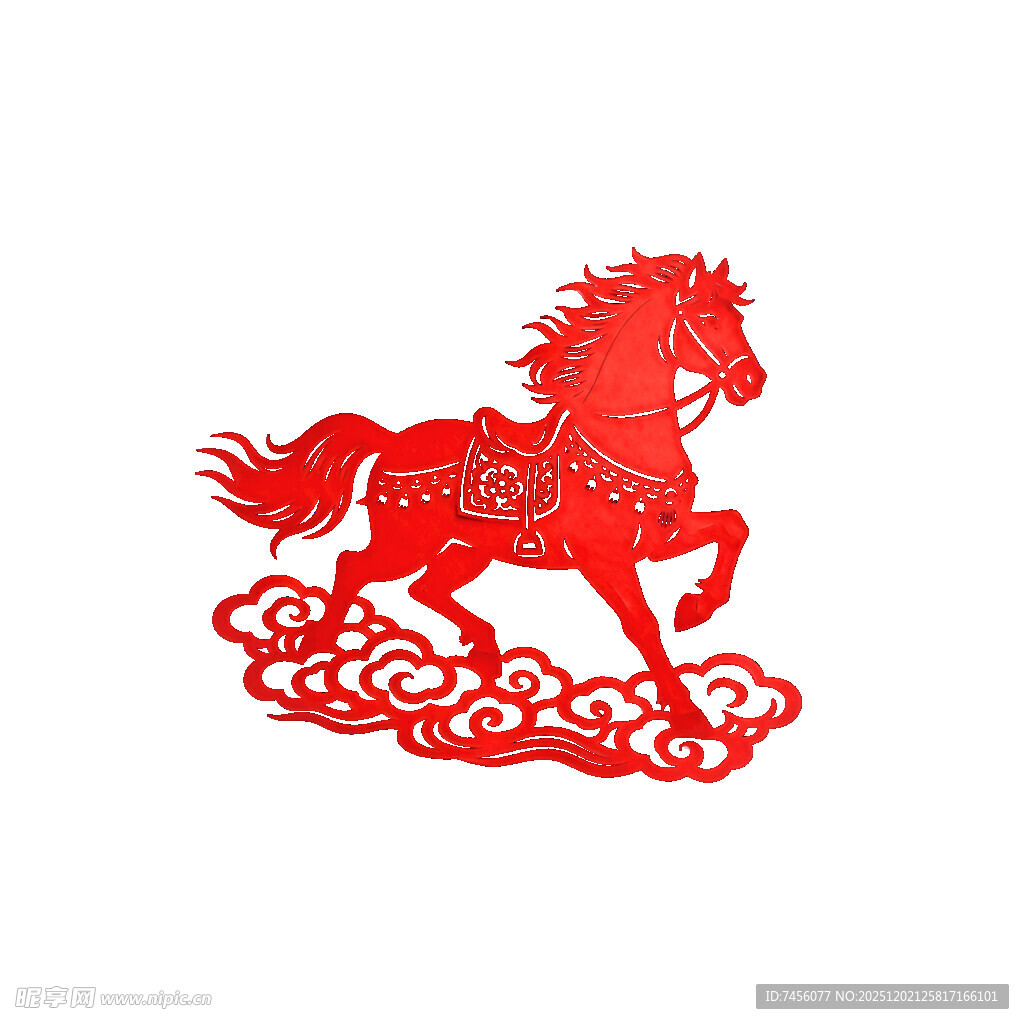 奔腾骏马剪纸艺术形象