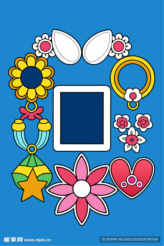 可爱装饰元素与空白相框