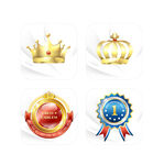 精美皇冠奖章徽章图标集