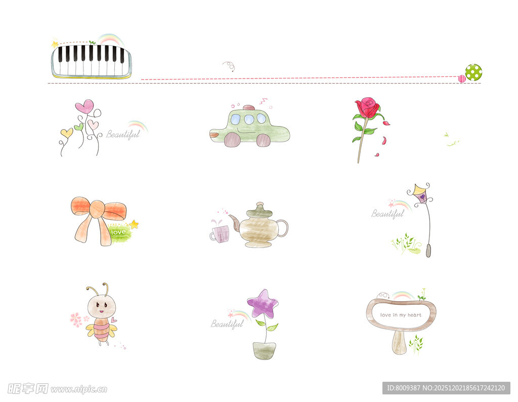 可爱花卉装饰元素集合