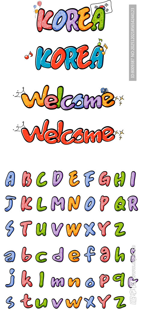 彩色立体字母装饰图案