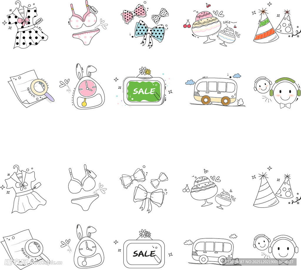 可爱卡通简笔画素材集合