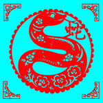 红色剪纸风蛇年装饰图案