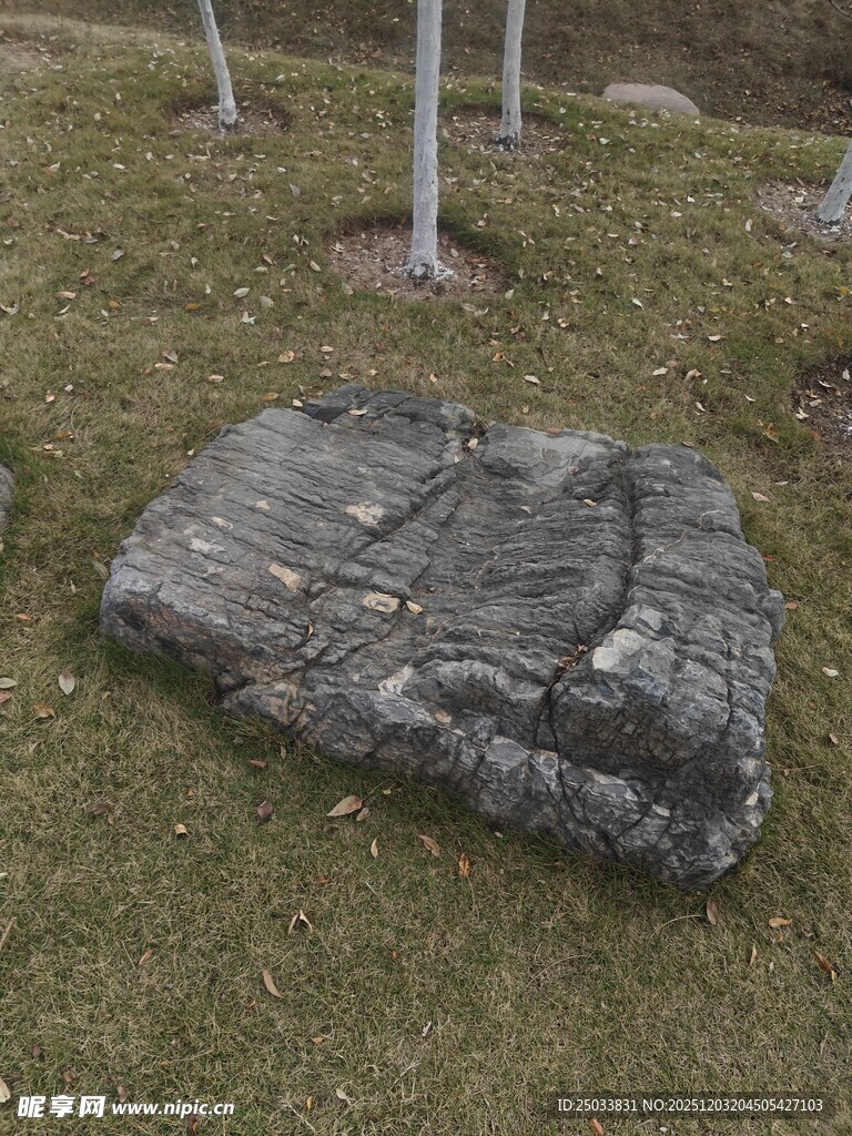 古老石砖静置于草地