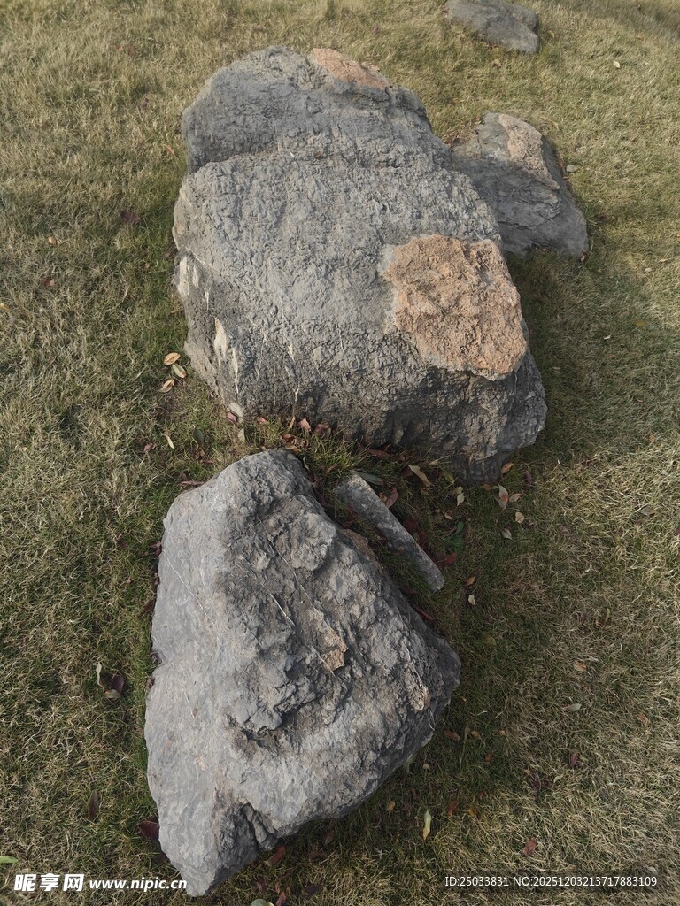 野外灰色岩石特写