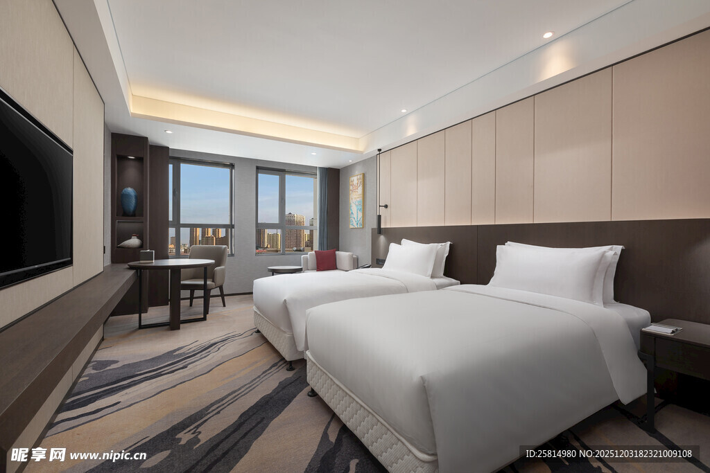 现代风格双床酒店客房