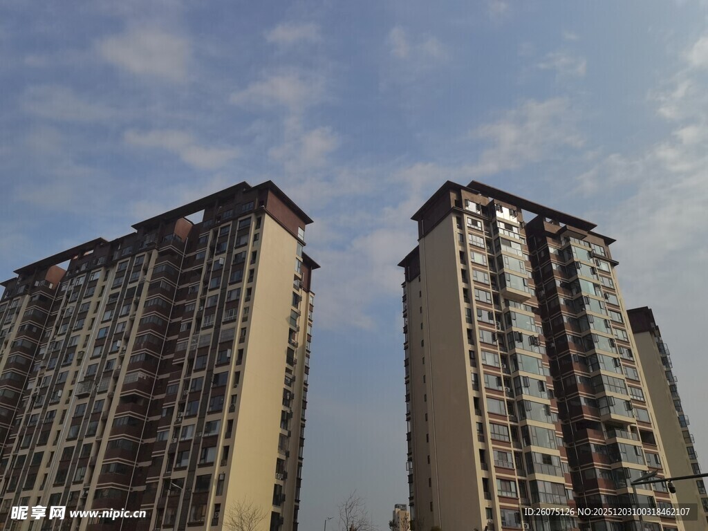 高层住宅楼的天际景观