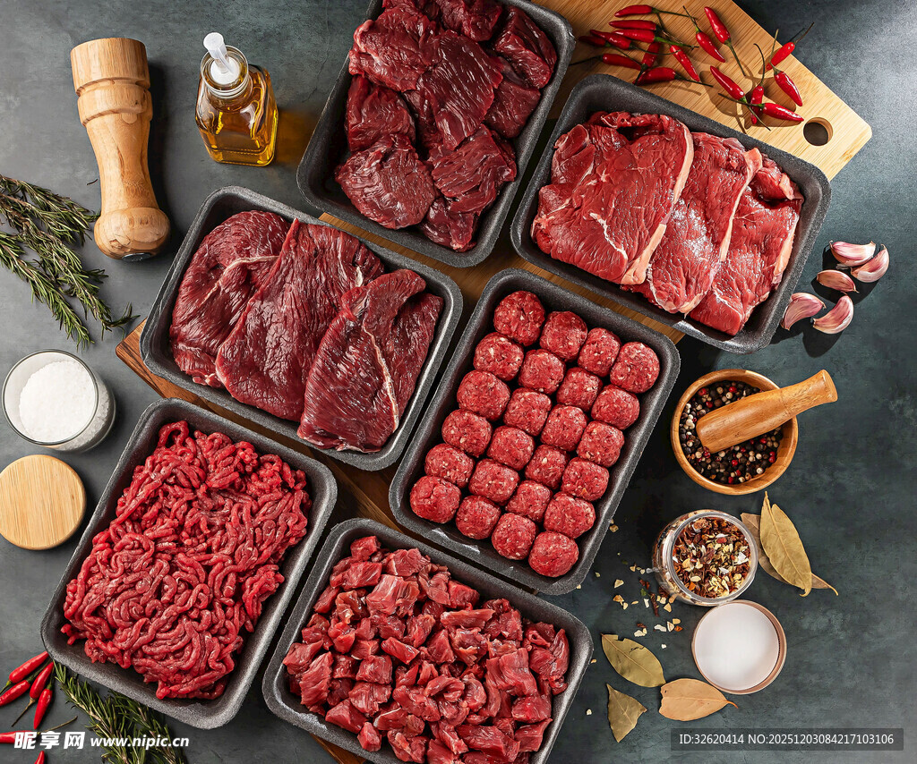 多样新鲜肉类食材