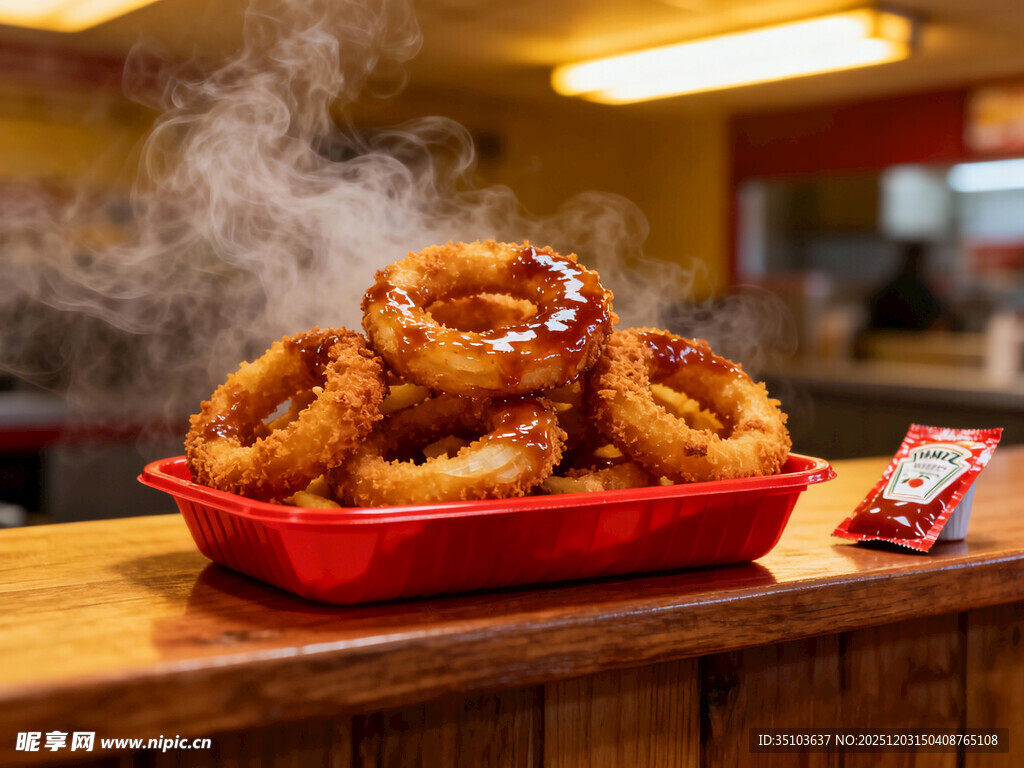 热气腾腾的美味洋葱圈