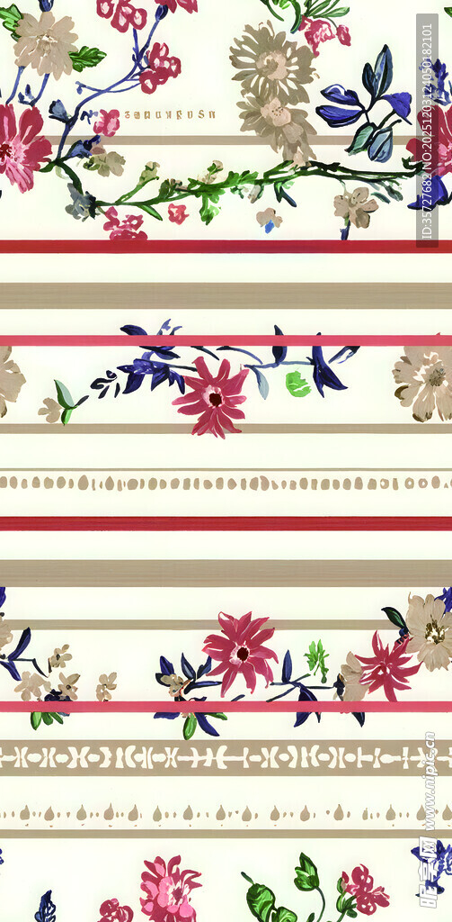复古花卉条纹装饰图案