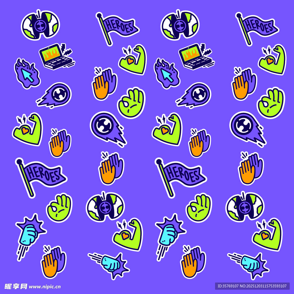 多彩万圣节主题装饰图案