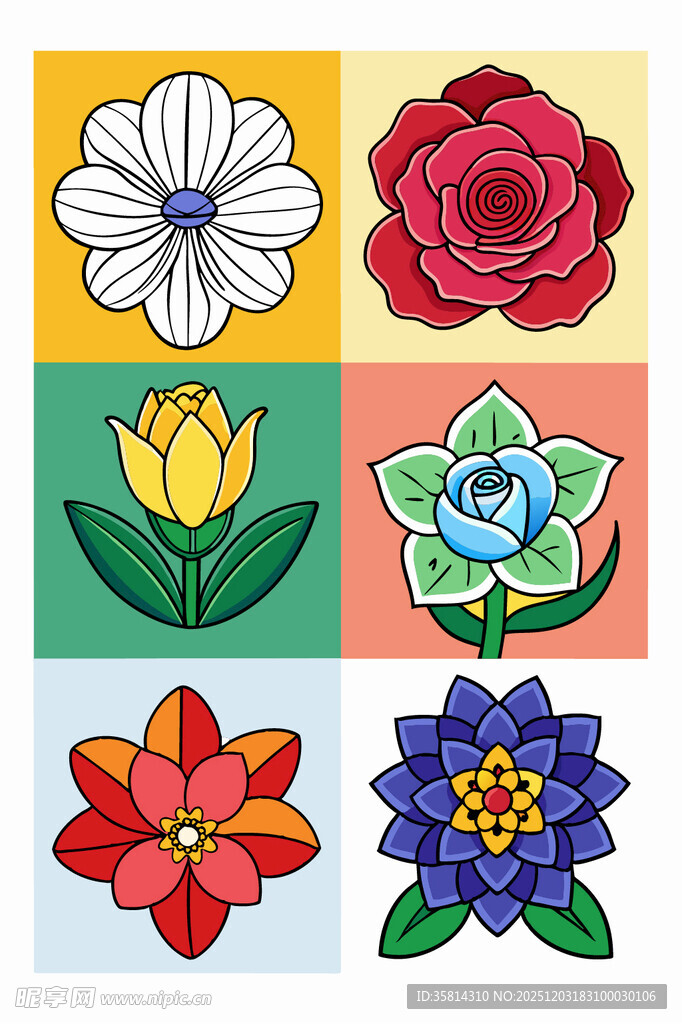 多彩花卉图案集合