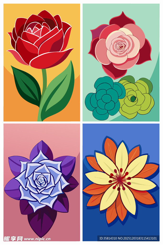 多彩花卉图案设计