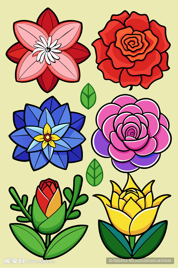 多彩手绘花卉图案集合