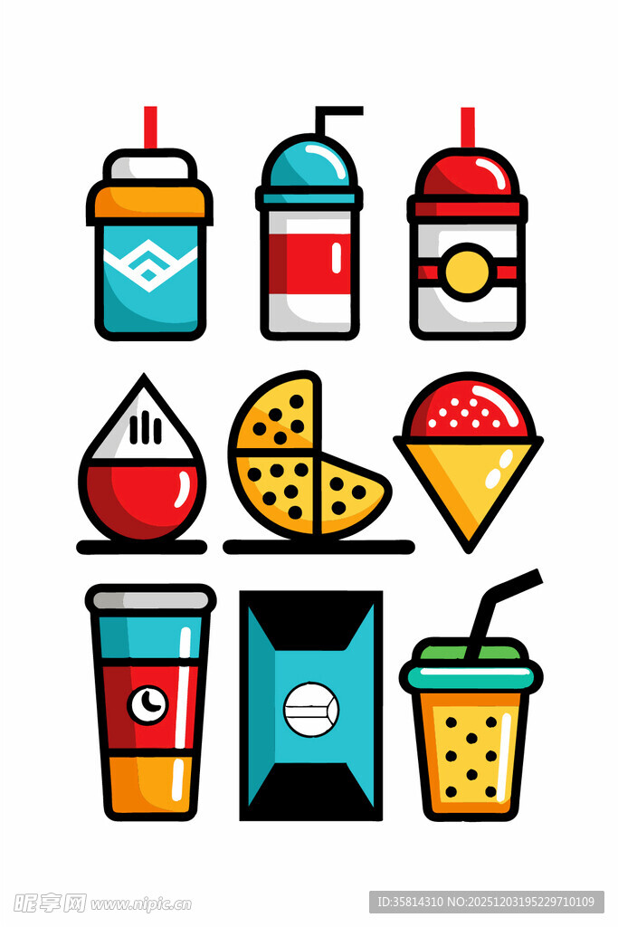多彩美味饮品与小吃图标
