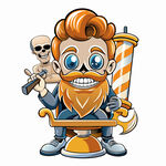 复古风卡通理发师形象