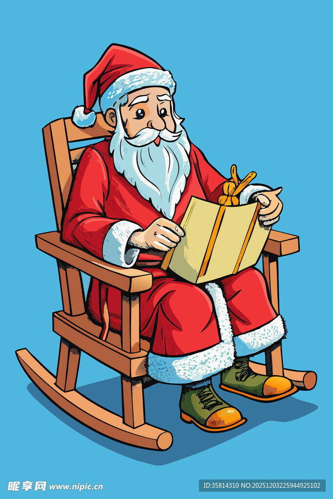 圣诞老人坐摇椅读清单
