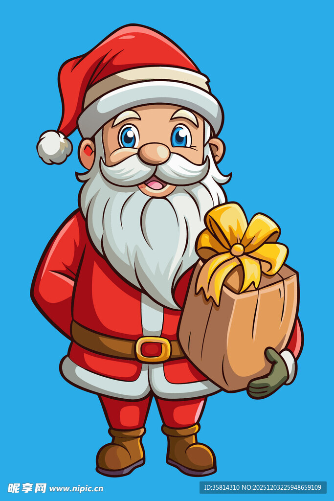 圣诞老人手持礼物袋