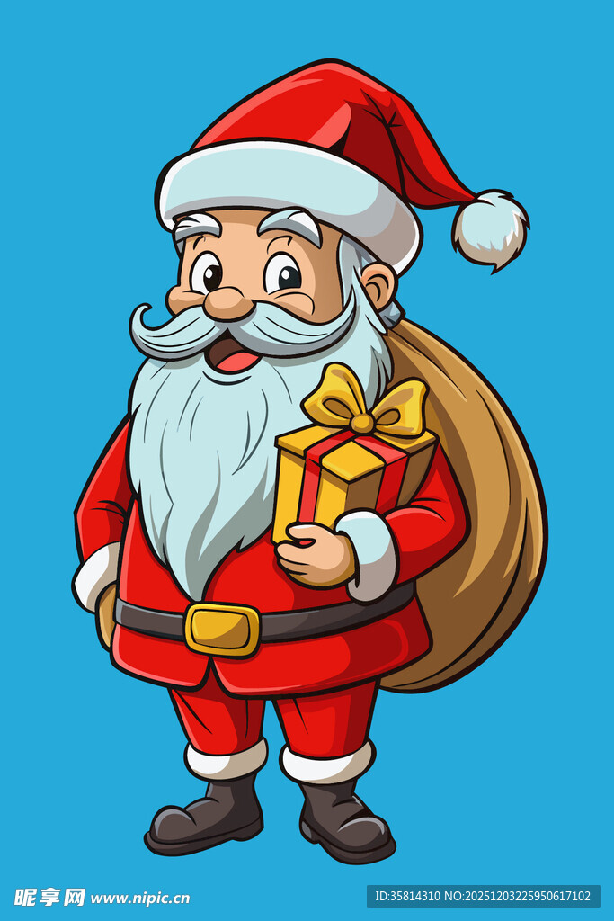 圣诞老人背礼物袋形象