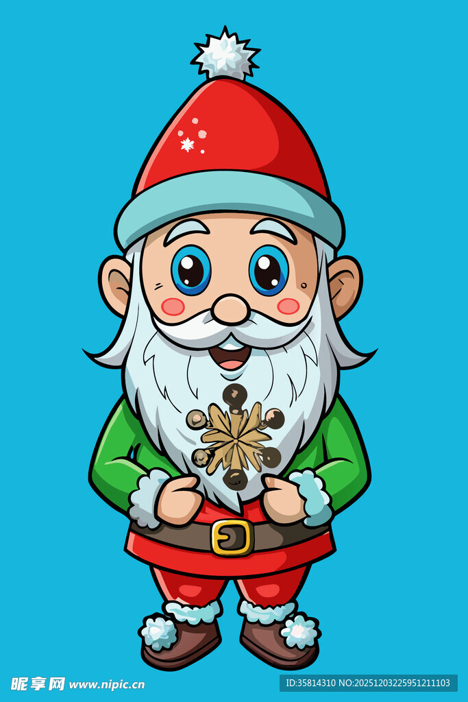 可爱圣诞老人抱小鹿