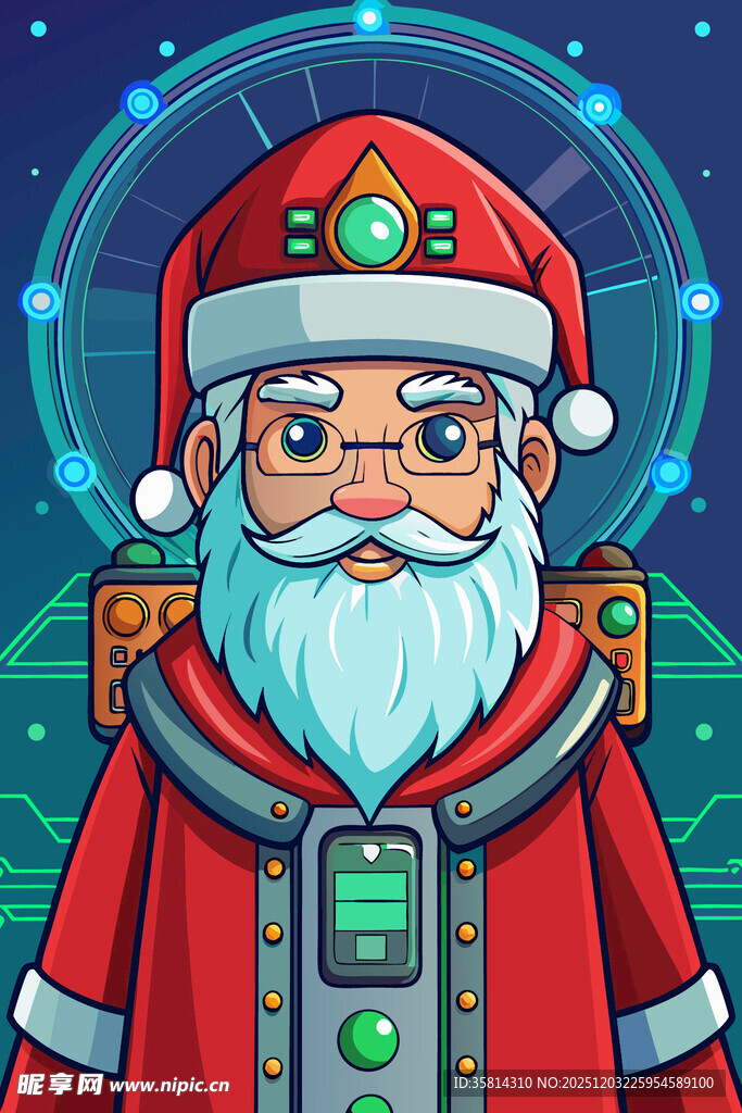 科技风圣诞老人形象