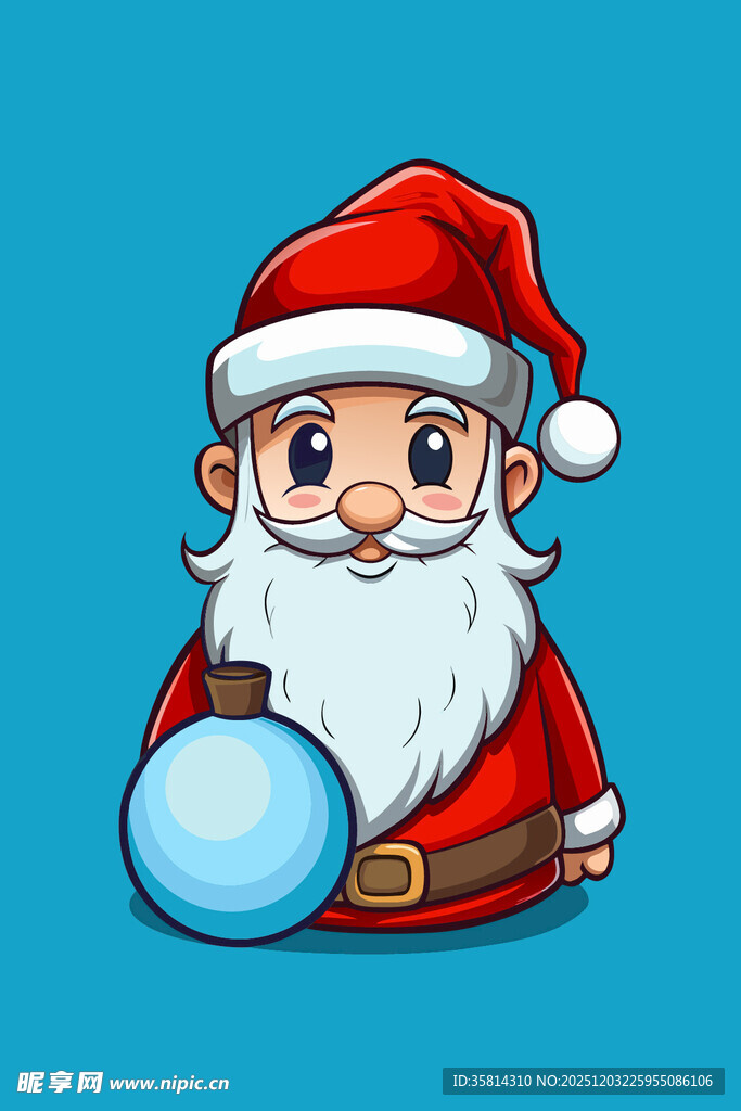 可爱圣诞老人手持圆球