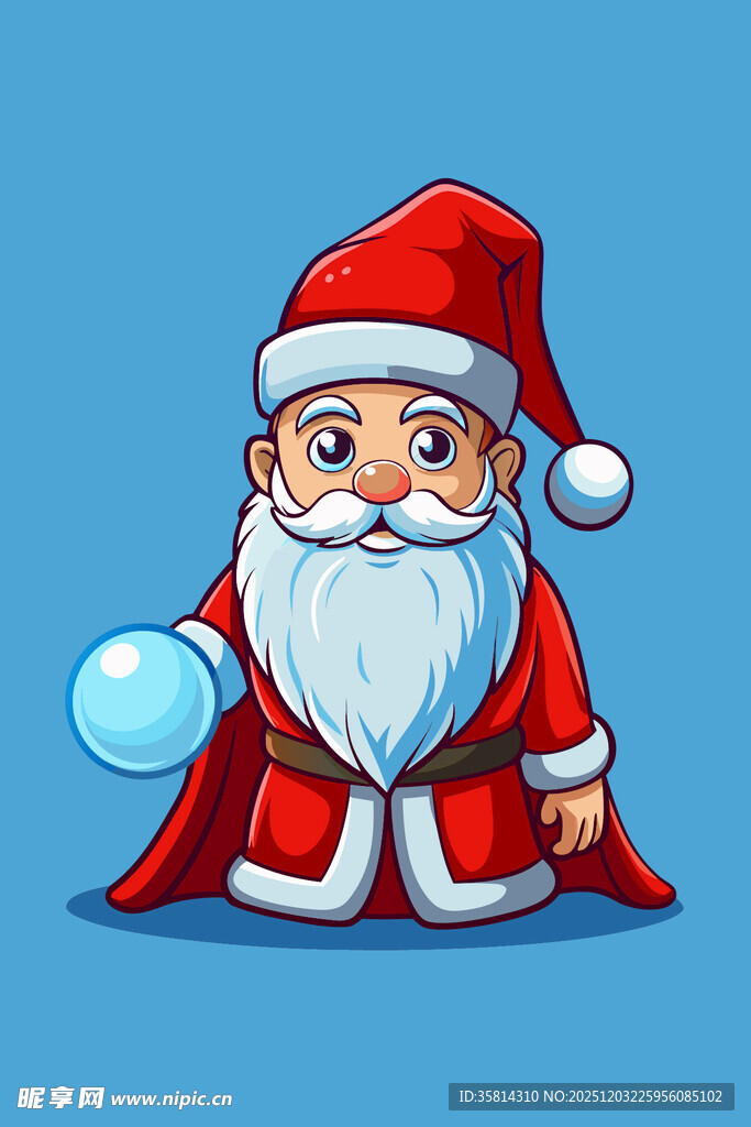 圣诞老人手持雪球形象