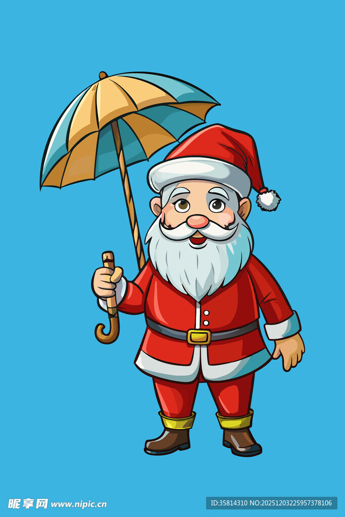 撑伞的圣诞老人形象