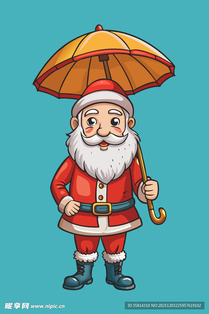 撑伞的圣诞老人形象