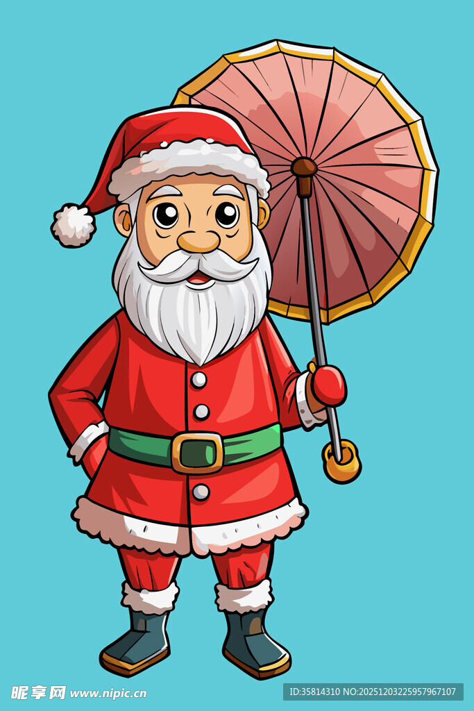 撑伞的圣诞老人形象